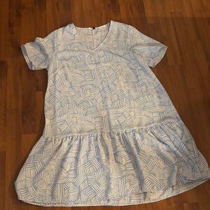 Blue and White Patterned Women's Dress